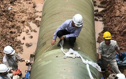 Đường ống nước sạch sông Đà lại xảy ra sự cố đoạn qua Đại lộ Thăng Long