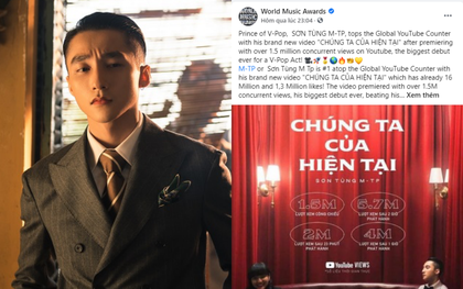 World Music Awards ca ngợi thành tích Chúng Ta Của Hiện Tại, gọi Sơn Tùng M-TP là "Hoàng tử Vpop"