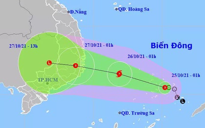 Bão giật cấp 10 hướng vào từ Bình Định đến Bình Thuận, miền Trung mưa rất to