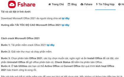 Khó hiểu: FPT Shop bán Office bản quyền, Fshare lại đăng hướng dẫn crack Office 2021 công khai