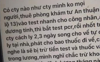 Vụ công nhân bị trừ lương 4,5 triệu tiền xét nghiệm: Muốn test ngoài cho rẻ mà không được