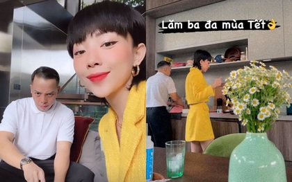 Giám đốc Hoàng Touliver ngầu là thế nhưng về nhà cũng thành "cá con", cặm cụi phụ Tóc Tiên rửa bát ngày Tết như ai