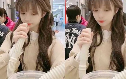 Uống sữa đậu nành bằng ống xả nước máy giặt ở nhà hàng, hotgirl của Trung Quốc phải hứng chịu "cơn mưa" gạch đá từ dân mạng