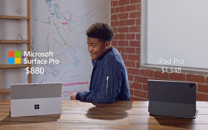 Quảng cáo Surface Pro 7 mới nhất của Microsoft tiếp tục lôi iPad Pro ra làm "trò đùa"