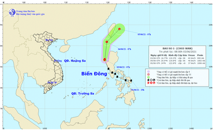 Bão Choi-Wan trở thành cơn bão số 1 trên Biển Đông năm 2021