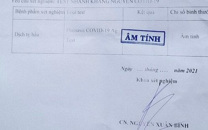Điều dưỡng phòng khám bán 130 phiếu âm tính SARS-CoV-2 để trống thông tin người xét nghiệm