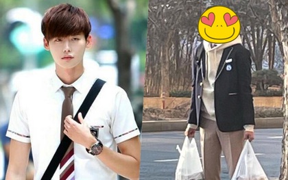 Lộ tạo hình học sinh của Lee Jong Suk ở hậu trường phim, U40 mà trẻ như trai trung học vậy trời!