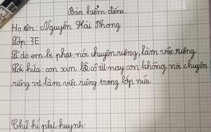 Bản kiểm điểm của học sinh lớp 3 gây sốt, đọc đến phần chữ ký ai cũng bật cười