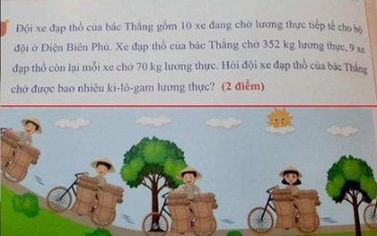 Bài toán lớp 3 với chi tiết "xe đạp chở 352kg" gây tranh cãi, giáo viên nói gì?