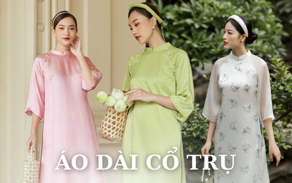 8 mẫu áo dài cổ trụ mộc mạc mà tinh tế cho chị em diện Tết