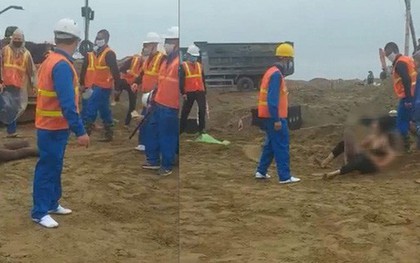 Xôn xao clip nhóm phụ nữ chỉ mặc áo ngực bị kéo lê tại công trường