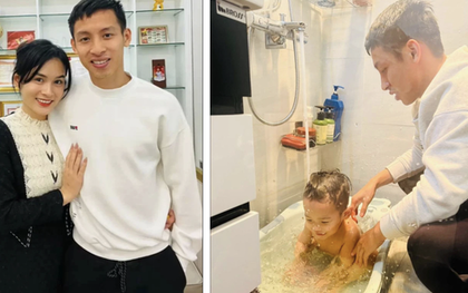 Tết của đội trưởng Hùng Dũng: Tình cảm bên vợ, tắm cho con trai