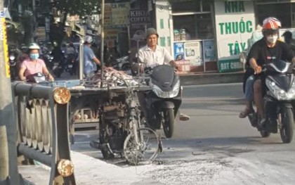 TP.HCM: Người bán rau củ tự đốt xe khi gặp tổ công tác