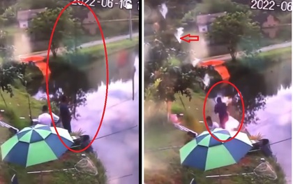 Rùng mình clip hai thanh niên câu cá vừa giật cần đã suýt mất mạng ở Lào Cai