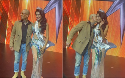 Á hậu Thảo Nhi gây chú ý với khoảnh khắc bên bố ruột sau đêm Chung kết Miss Universe Vietnam