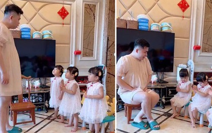 Bố dạy 3 con gái cách ngồi chuẩn “dáng công chúa”