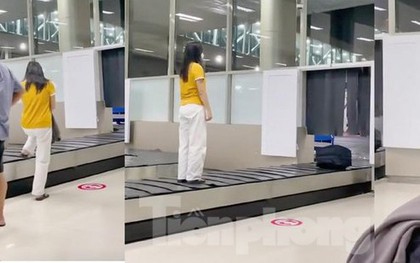 Cục Hàng không sẽ xử lý nghiêm nữ hành khách đứng lên băng chuyền hành lý sân bay