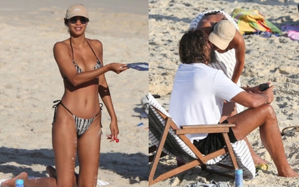 "Thiên thần nội y" Lais Ribeiro cực nóng bỏng với bikini, liên tục âu yếm chồng ở biển