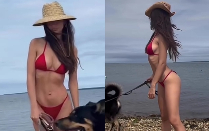 Mẫu nội y Emily Ratajkowski đẹp như mộng ở biển với bikini nhỏ xíu