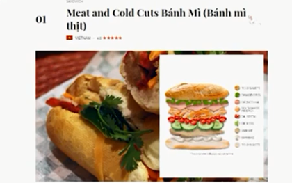 Bánh mì xếp số 1 trong danh sách 100 món ngon thế giới