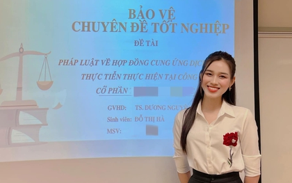 Mới ngày nào còn vừa chạy show vừa xin tài liệu ôn thi, giờ Hoa hậu Đỗ Thị Hà đã bảo vệ thành công chuyên đề tốt nghiệp!