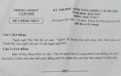 Đề Văn lớp 7 "khó như thi học sinh giỏi quốc gia", Phòng GD&ĐT lên tiếng