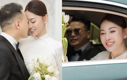 Lễ rước dâu của Phương Oanh và Shark Bình: Cô dâu thay áo dài trắng, rạng rỡ trên xe sang