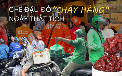 Tình hình các hàng chè đậu đỏ ngày Thất Tịch: giới trẻ thi nhau đặt hàng, đông nghịt người chờ mua