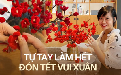 Cô gái chia sẻ cách tự làm hoa đào kẽm nhung trang trí nhà đón Tết chỉ với 3 bước vô cùng đơn giản