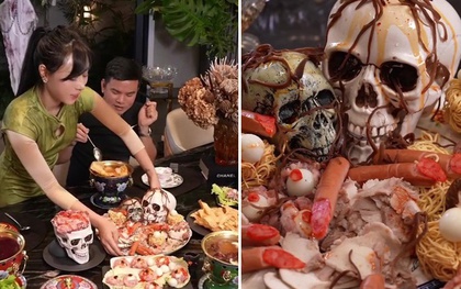 Bùng nổ tranh cãi về bàn ăn Halloween gây khiếp sợ của “phú bà" nổi tiếng Hà thành: Các con tuyên bố 1 điều