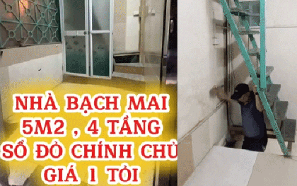 Căn nhà 5m2 xây 4 tầng được rao bán 1 tỷ đồng ở Hà Nội