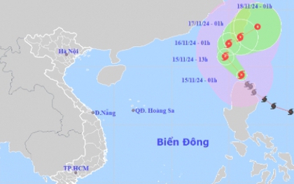 Bão Usagi mạnh cấp 12, giật cấp 15 di chuyển theo hướng Tây Bắc