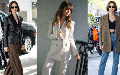 Lily Collins gợi ý những cách mặc áo blazer nổi bật cho tuổi U40