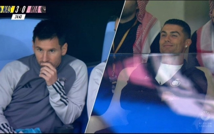 Phản ứng trái ngược hoàn toàn của Ronaldo và Messi khi theo dõi trận đấu có kết quả không tưởng của đội nhà