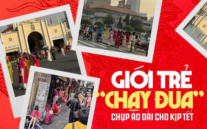 TP.HCM ngày 30 Tết: Giới trẻ tranh thủ xuống phố chụp hình áo dài, khắp nơi đều là "mợ hai, cô ba" xinh xắn