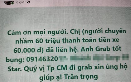 Đi xe ôm 60 nghìn đồng, khách trả nhầm 60 triệu đồng