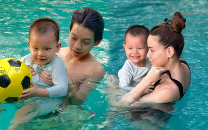 Con trai 3 tuổi của Hồ Ngọc Hà xoay vài vòng dưới nước, bơi giỏi tới mức mẹ phải thốt lên thế này