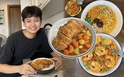 Bé trai là "bếp trưởng gia đình" nấu ăn ngon như ngoài hàng, hội mẹ bỉm thi nhau nhận làm "con rể"