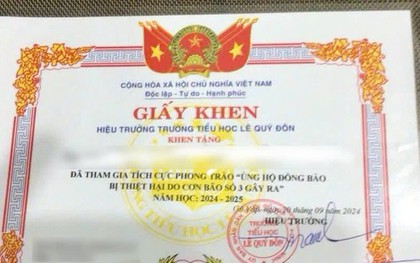 Trường tiểu học chỉ phát giấy khen học sinh ủng hộ bão lũ từ 100.000 đồng trở lên bị giải trình