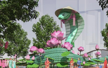Ngắm linh vật rắn khổng lồ tại đường hoa Nguyễn Huệ Tết 2025