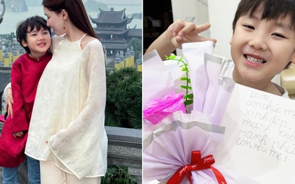 Lịm tim vì bé Bo quá đáng yêu: Vừa vào lớp 1 đã tự viết thiệp tặng mẹ Hòa Minzy nhân ngày 20/10