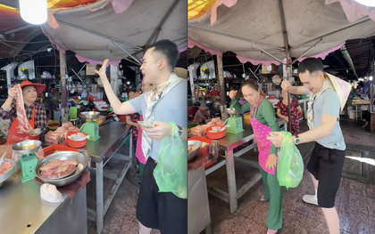 Mua 1 miếng thịt mà Tina Thảo Thi và tiểu thương phải giành giật nhau