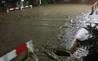 Tàu Bắc - Nam tạm dừng qua Khánh Hòa vì mưa lớn, đường sắt ngập sâu