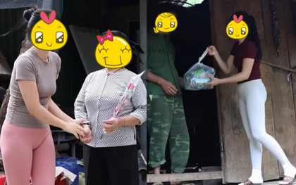 Hình ảnh cô gái mặc quần tập gym bó sát đi từ thiện gây tranh cãi