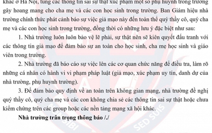 NÓNG: Một trường ở Hà Nội cảnh báo có đối tượng mạo danh giáo viên của trường để tuyển sinh