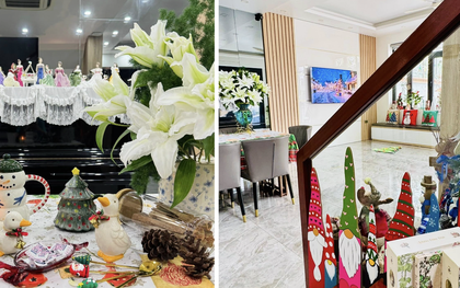 Tiệc Giáng sinh tone màu lạ mắt mẹ Quảng Ninh thiết kế riêng, 2 em bé xuýt xoa thích thú