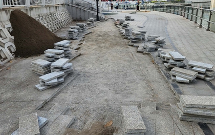 Vì sao vừa cải tạo với số tiền trăm tỉ đồng, đường đi bộ ven hồ đã bị đục nham nhở?