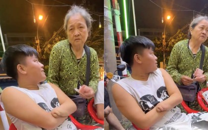Xúc động clip thanh niên khuyết tật từ chối nhận tiền của cụ bà bán vé số