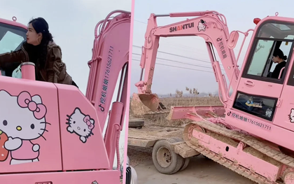 Nữ công nhân sơn máy xúc Hello Kitty màu hồng: Khi công trường cũng cần… sự lãng mạn