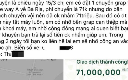 Vụ chuyển nhầm cho tài xế 71 triệu đồng lùm xùm trên mạng: Có thể khởi kiện nữ hành khách?